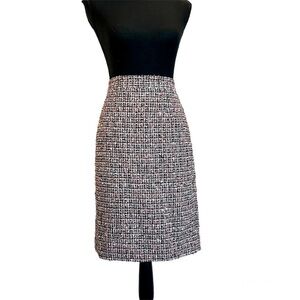 J. Crew Collection red black white tweed pencil skirt Sz 10